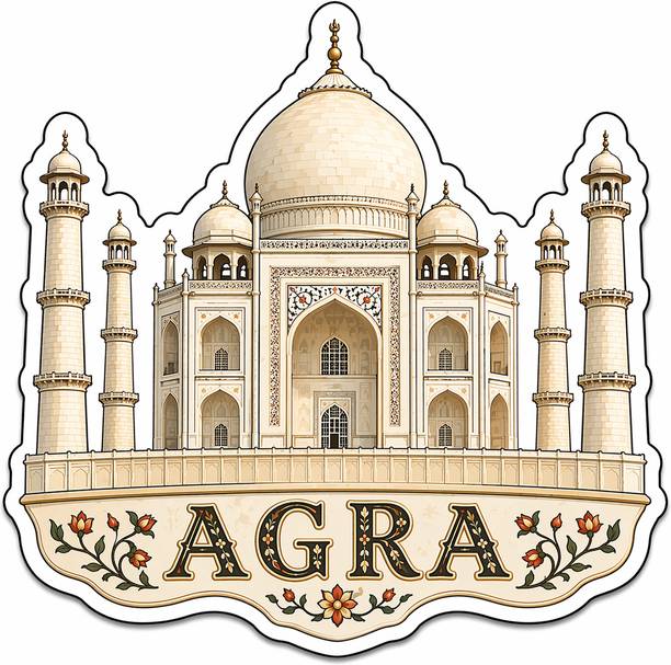 Decolyte Agra Theme Wooden Fridge Magnet Souvenir | 3x3 in Kitchen Home Decor Gift Fridge Magnet Pack of 1