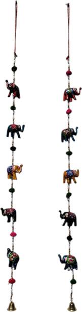 AtlanticKrafts Handcrafted Elephant Hanging Showpiece Set of 2 Pack of 2