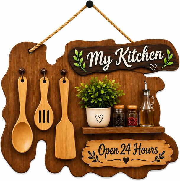 KAASHU ARTS My Kitchen Wooden Wall Decor | Home & Kitchen Decoration (9 inch X 1