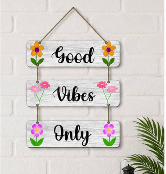AcryWood Good Vibes Only Hanging Wall Decor | Positive Mind Positive Vibes Positive Life