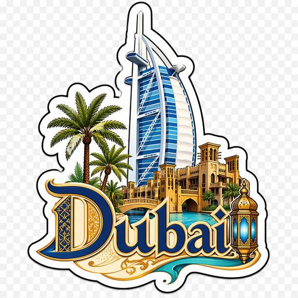 Decolyte Dubai Theme Wooden Fridge Magnet Souvenir | 3x3 in Kitchen Home Decor Gift Fridge Magnet Pack of 1