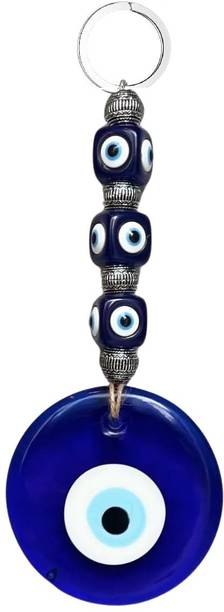 BLUE BEADS Evil Eye Hanging Charm Blue Glass Nazar Protector for Home, Car & Office