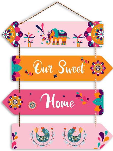 CW Crafts World Our Sweet Home Decorative Wooden Wall Hanger for Home Decor