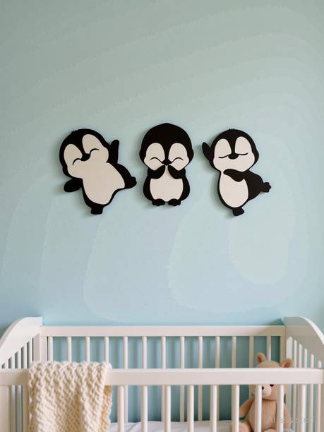 DECRONICS Penguin Wall Art Home Décor Wall Decor Hanging Items Room Decoration Material Pack of 3