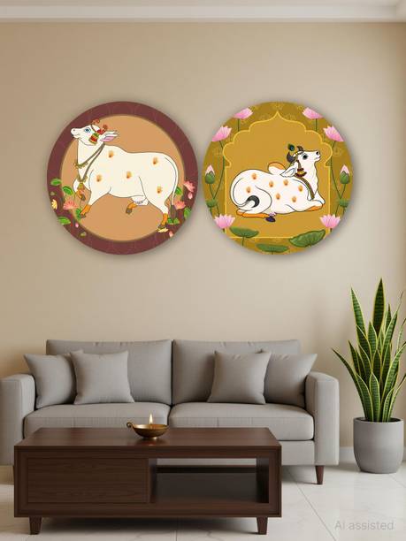 Fabzz Premium Pichwai Art Print Wall Painting, Wall Hanging For Home Decor, Gift Items Pack of 2