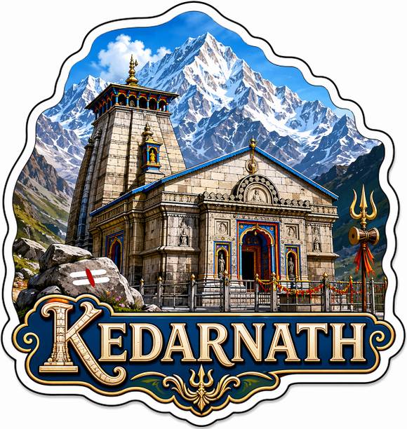 Decolyte Kedarnath Theme Wooden Fridge Magnet Souvenir | 3x3 in Kitchen Home Decor Gift Fridge Magnet Pack of 1