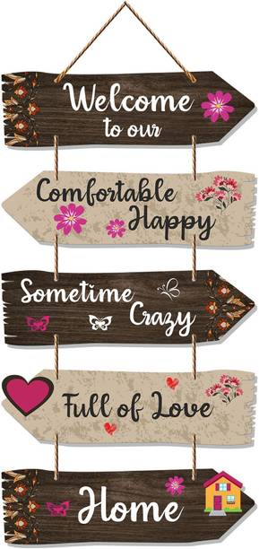 Decor Smart Happy Loving Home Wall Art | Quote Sign | Living Room & Home Decor (DWA_7304)
