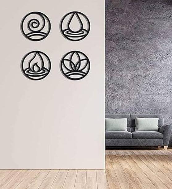 MERTIYA Modern Wall Art Four Elements |Wooden Decoration 4-Piece Set Home & Office Decor Pack of 4