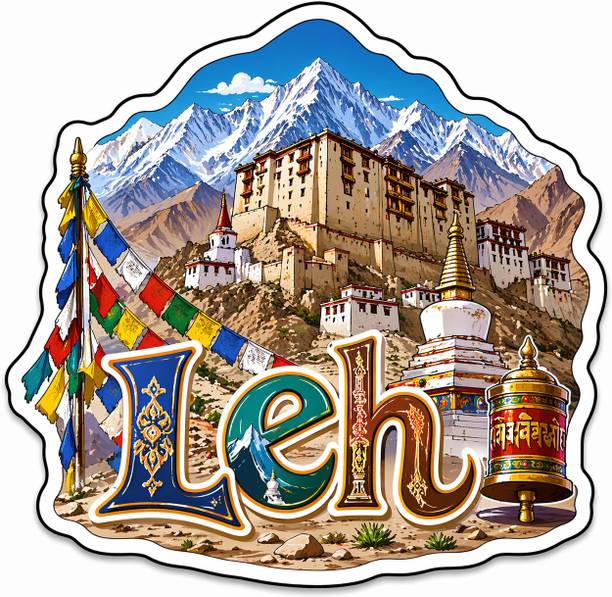 Decolyte Leh Theme Wooden Fridge Magnet Souvenir | 3x3 in Kitchen Home Decor Gift Fridge Magnet Pack of 1