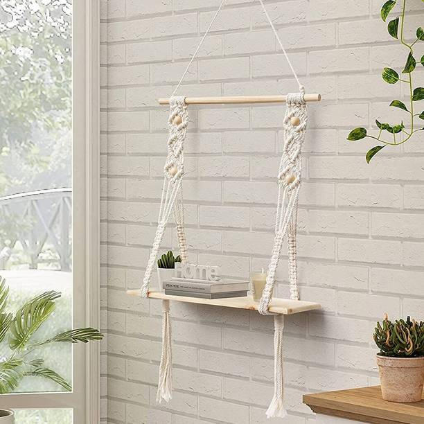 RAKANO Macrame wall Hanging Decor Shelves Wall Shelf with Handmade Woven