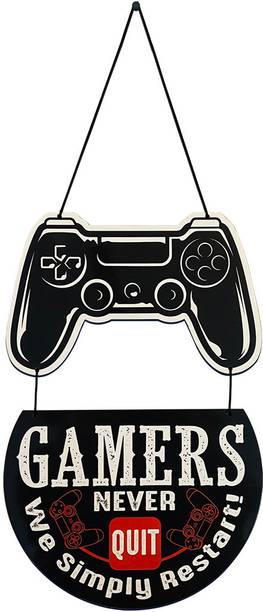 BookYourGift Gamers Never Quit We Simply Restart Cool Quirky Wooden Wall Hanging For Gamer