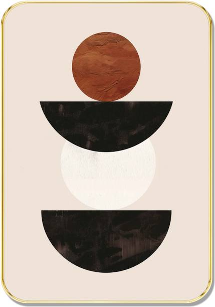 SAF PRINT Minimal Geometric Wall Decor Abstract Shapes |Earth Tone Circles & Semicircles