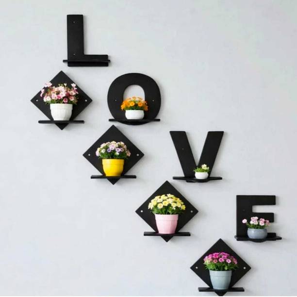 SINGHATIYA CARFT LOVE WALL MOUNTED WOODEN WALL SHELF SET FOR MULTIPURPOSE USE Pack of 8