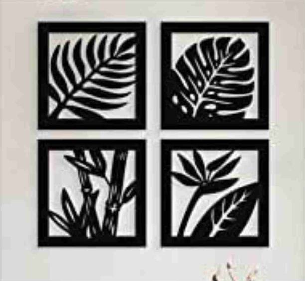 Deepak craft Wooden 3D Big Size Leaf Wall Art Panel SET OF 4