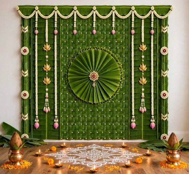 KRISHNA TAX Festive backdrop for a pooja, decoration curtains for background,