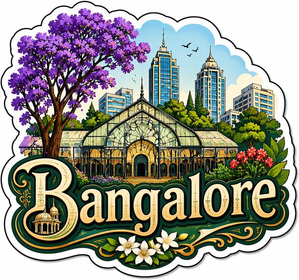 Decolyte Bangalore Theme Wooden Fridge Magnet Souvenir | 3x3 in Kitchen Home Decor Gift Fridge Magnet Pack of 1