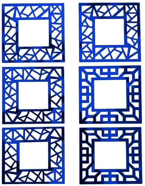 li wei technology 6 Pieces Geometric Wall Decor Set Modern Decorative Panels, Square Wall Frames Pack of 6