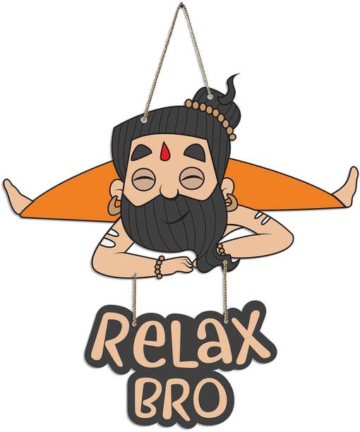 Decor Smart Relaxing Yogi Wooden Wall Hanging | Yoga Studio Decorative Home Decor (DWA_5728)