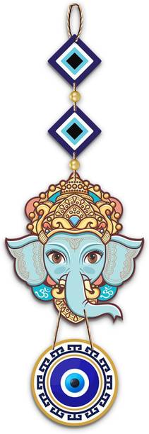 डेकॉर स्मार्ट Ganesha Evil Eye Wooden Wall Hanging | Living Room & Home Decor (DWA_8512)