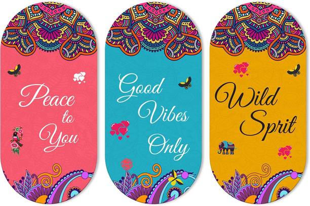 Decor Smart Peace Good Vibes Wild Spirit Wooden Wall Hanging | Boho Home Decor (DWA_9010) Pack of 3