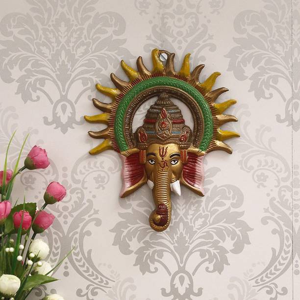 Chhariya Crafts Metal Suraj Ganesh Wall Hanging Decorative Showpiece  -  20 cm