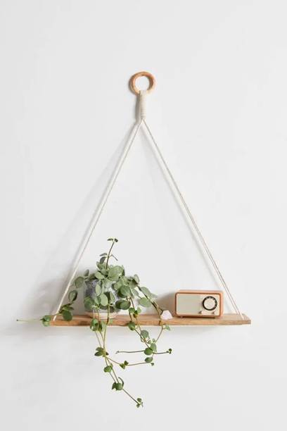 kevalimpex Macrame Wall Hanging Shelf | Handmade Wooden Wall Hanging Shelf for Home Decor