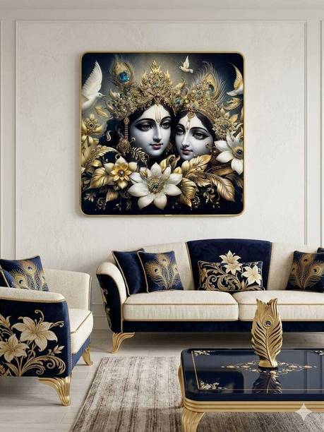 CHANDRA MAULI GIFT Radha Krishna gold art frame wall decor for home temple