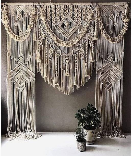 SN Handicrafts Handmade Macrame Boho Curtain Backdrop W...
