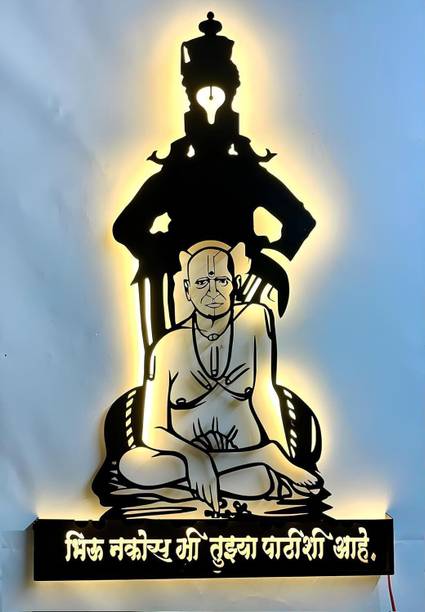 NEXTSTEP1 Shri Swami Samarth Vitthal Metal Wall Art with LED Light - Wall-(15x25 inch)