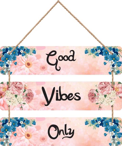 Khatu Crafts Good Vibes Only Decorative Wooden Wall Hanging for Home Decor Item