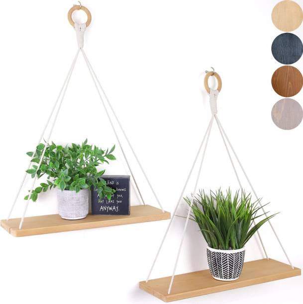 RAKANO Home Decor Itams, Macrame Hanging Shelves, Wooden Pack of 2