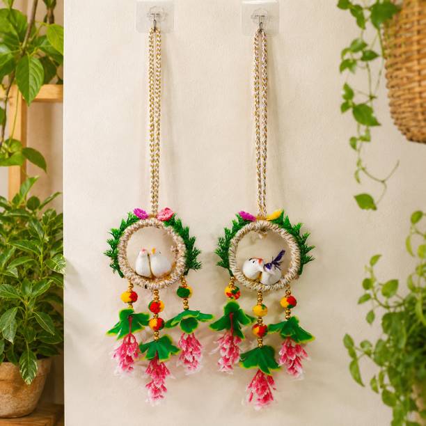 The Trending Tag Pack of 2 Circle Handcrafted Birds Pair For Natural Decoration (L*B3*H13Inches) Pack of 2