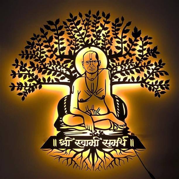 NEXTSTEP1 Shri Swami Samarth Metal Wall Art with LED light - Wall Decoration