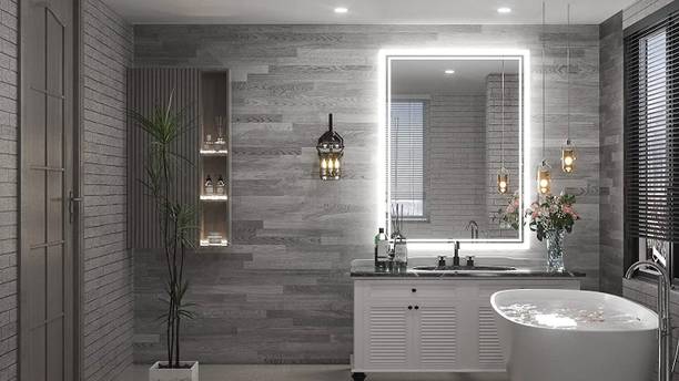 PRINCE ART Led Mirror with Light Bathroom Wall Decor 
Makeup Room 18x24 Inch LT13 Bathroom Mirror