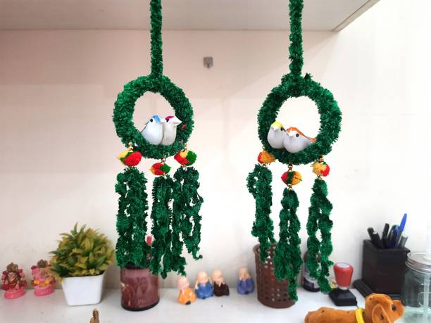 हबर Artificial Dark Green Birds Elegant Decorative Birds for Home & Garden