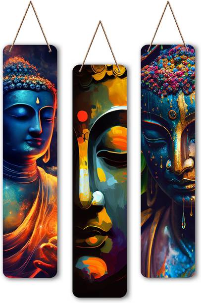 BIndian Wooden Wall Hanging Decorative Items for Home Decoration 3 Pcs (Set of 1) Pack of 3