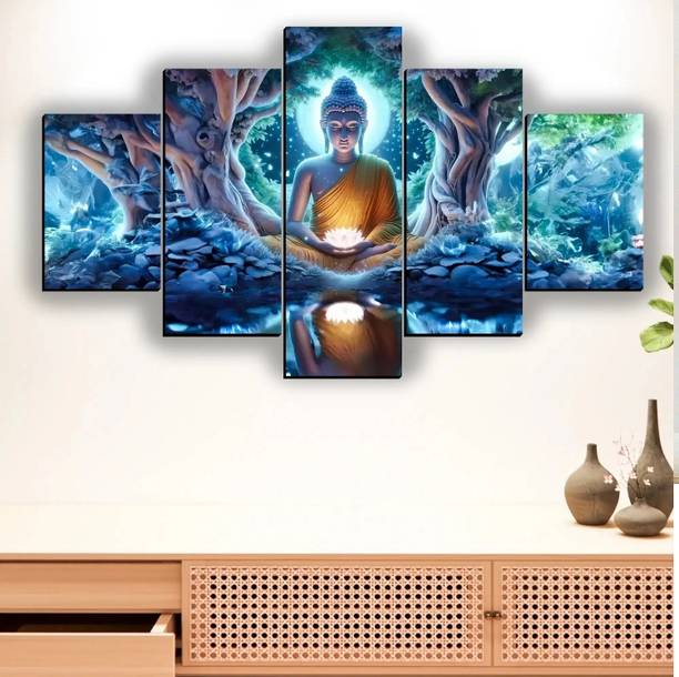 SNDArt Lord Buddha Wall Decor Gift Items For Living Room Pack of 5