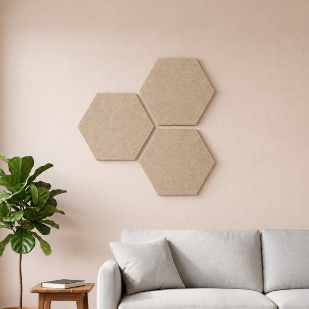 UTONE Desert Sand Hexagon Acoustic Wall Panels Pack of 3