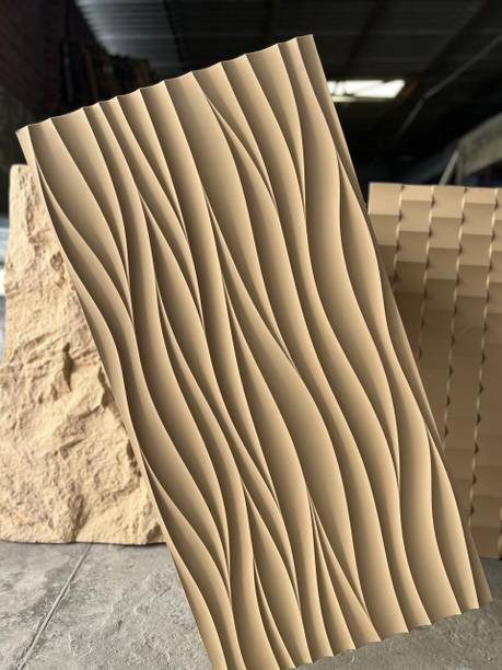 InteriorGalaxy Pu Stone Panel Beige colour 4*2 Pack of 10