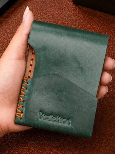 Men Casual Green Genuine Leather Wallet
