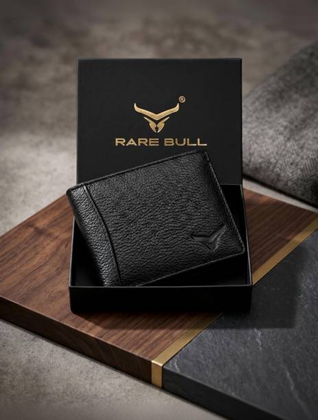 RARE BULL Men Casual, Formal, Travel Black Genuine Leather Wallet