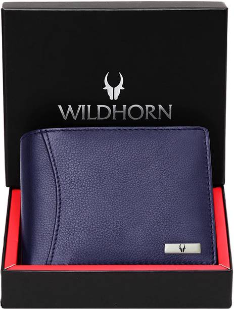 WILDHORN Carter Men's Leather Wallet - Navy Blue, Multiple Compartments, RFID Ready