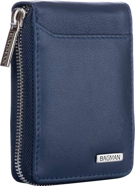 Men & Women Casual Blue Genuine Leather RFID  Card Holder