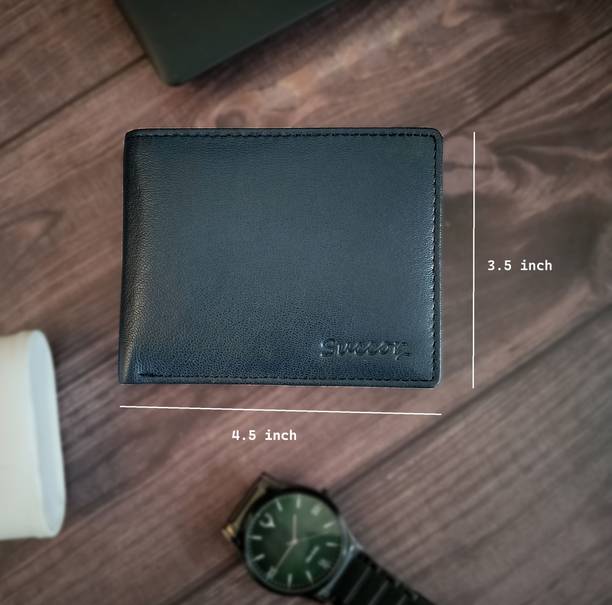 Men Casual Blue Genuine Leather RFID  Wallet