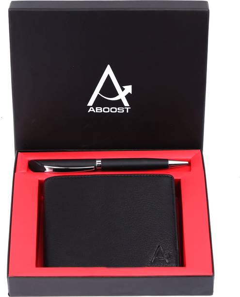 ABOOST Men Casual, Formal, Evening/Party, Travel, Trendy Black Genuine Leather Wallet
