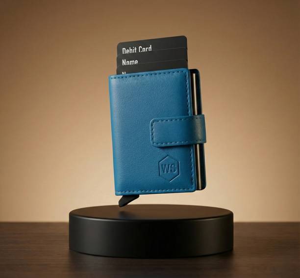 Men & Women Casual, Formal, Ethnic, Evening/Party, Travel, Trendy Blue Genuine Leather, Aluminium RFID  Card Holder