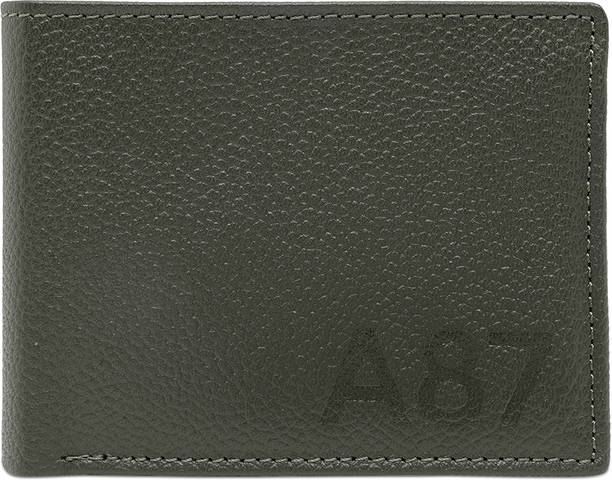 Men Casual Green Genuine Leather Wallet