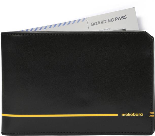 Men & Women Travel Black Genuine Leather RFID  Document Holder