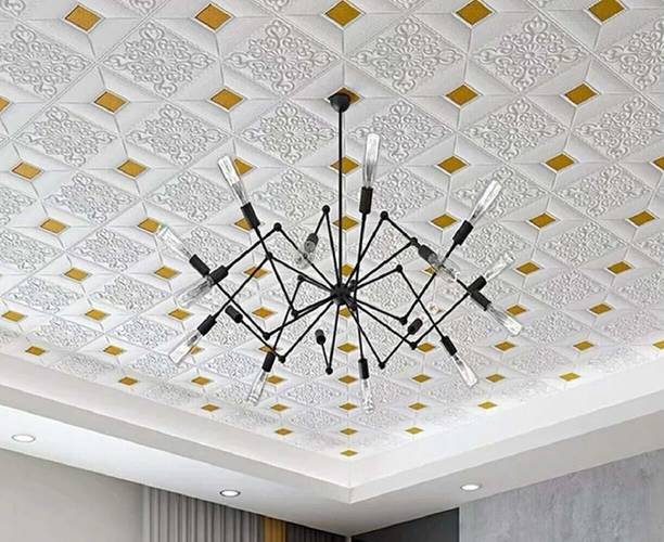 Yugam Decorative White, Gold Wallpaper