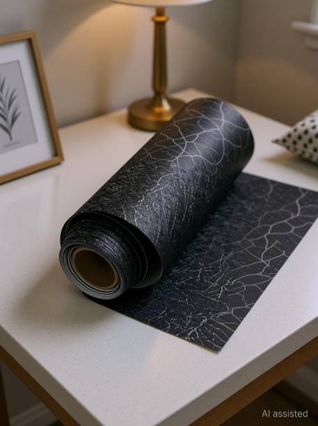 ELUXIA 300 cm Black Silk Wallpaper 45x300cm Self Adhesive Sticker